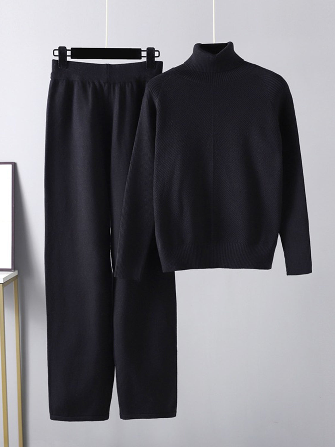 Basic Bae Turtleneck Raglan Sleeve Top and Pants Sweater Set