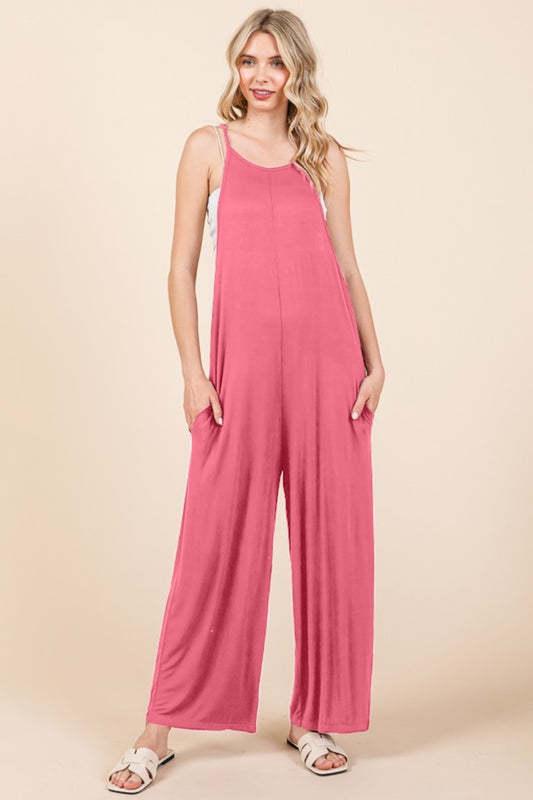 Culture Code Full Size Sleeveless Wide Leg Jumpsuit with Pockets